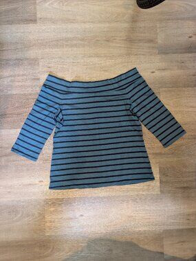 NWOT- ModCloth Blue & Black Striped Off-the-Shoulder Knit Top - Size XL